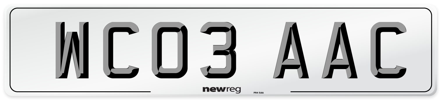 WC03 AAC Number Plate from New Reg